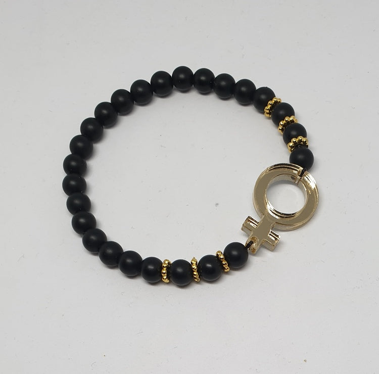 Matt svart Agat med guldplexi