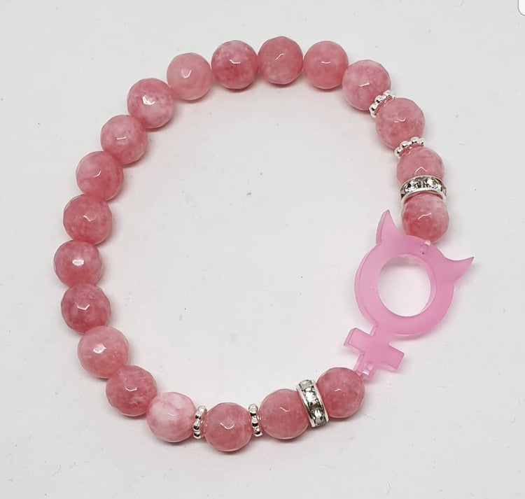 Facetterad Jade med rosa Honjävul