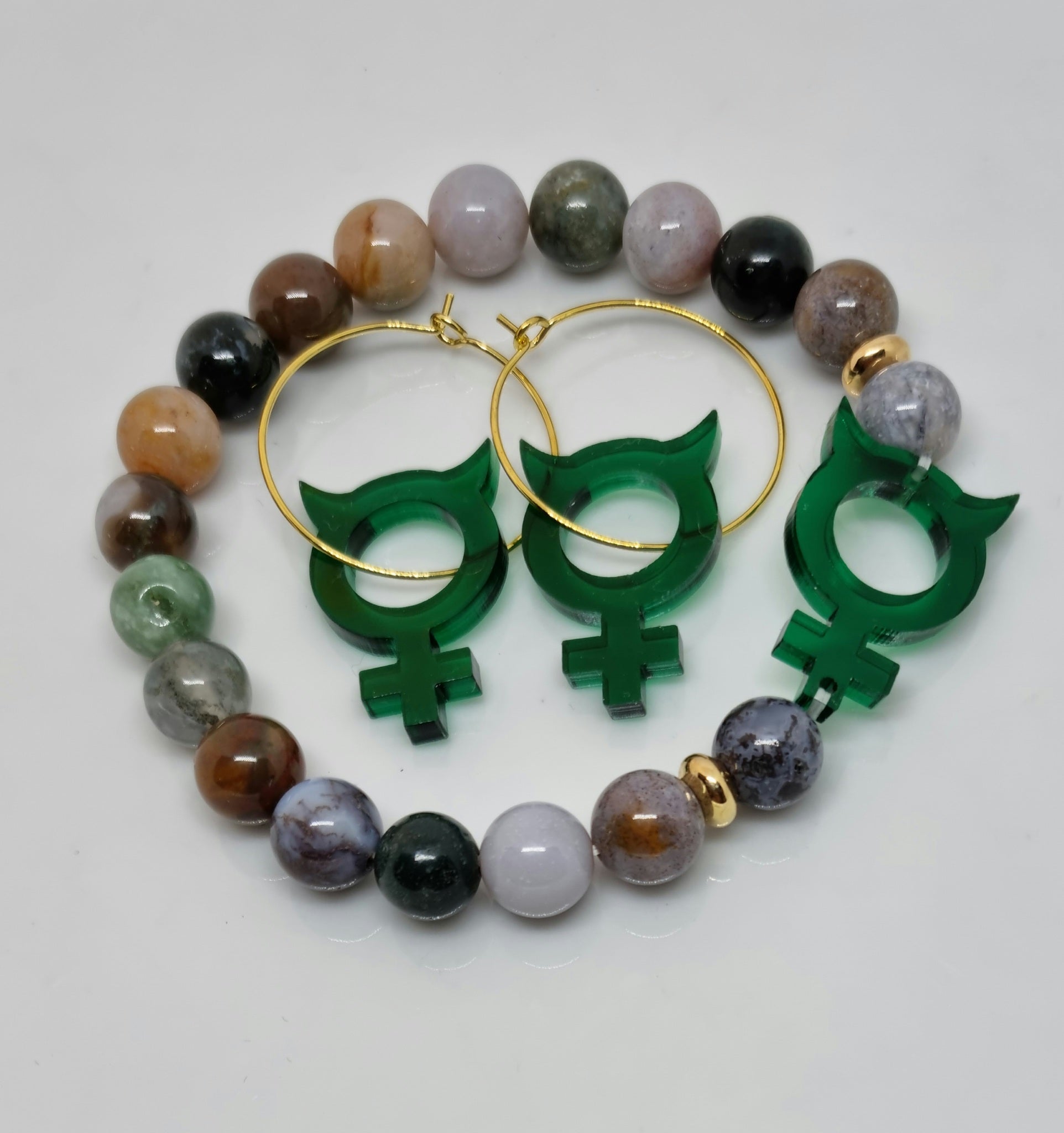 Indian Agat med grön Honjävel